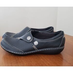 Clarks Ashalnd‎ Lane Shoes Loafers 7.5 Black Slip On Comfort